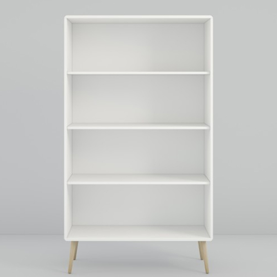 Photo of Strafford wide wooden bookcase in off white