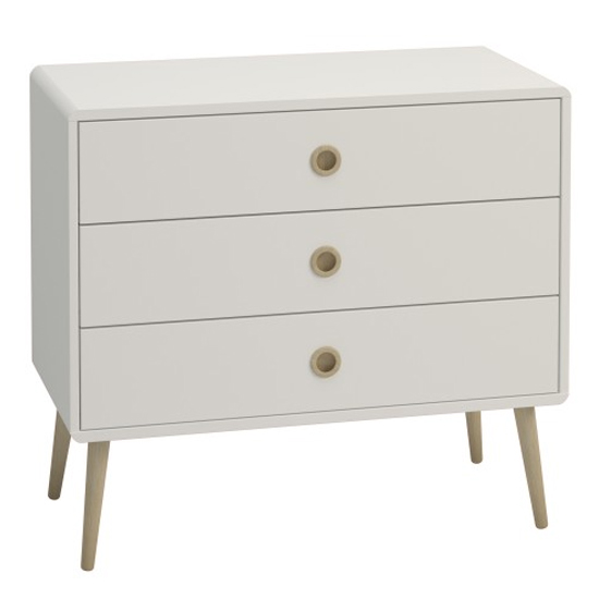 Photo of Strafford wooden chest of 3 drawers in off white