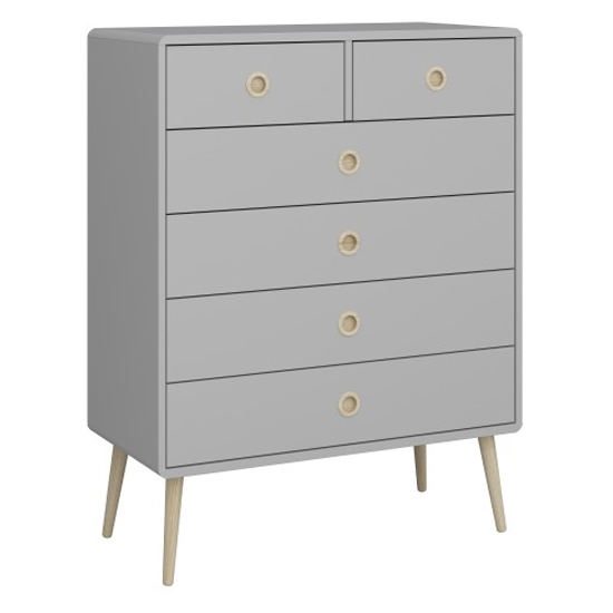 Strafford Wooden Chest Of 6 Drawers In Grey thumbnail