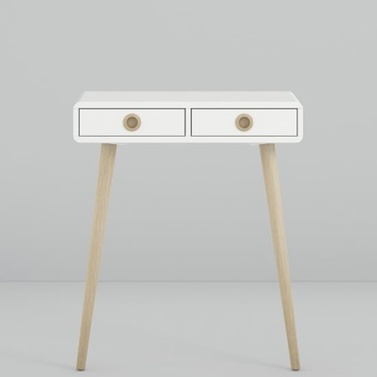 Photo of Strafford wooden console table with 2 drawers in off white