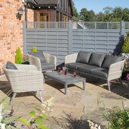 Photo of Strangford outdoor sofa set with coffee table in grey