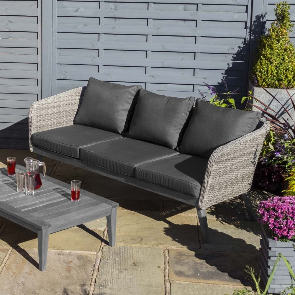 Strangford Rattan Garden Sofa Set With Coffee Table In Natural