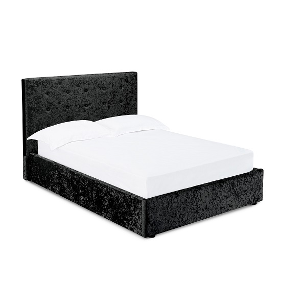 Raglan Double Storage Bed In Black Crushed Velvet