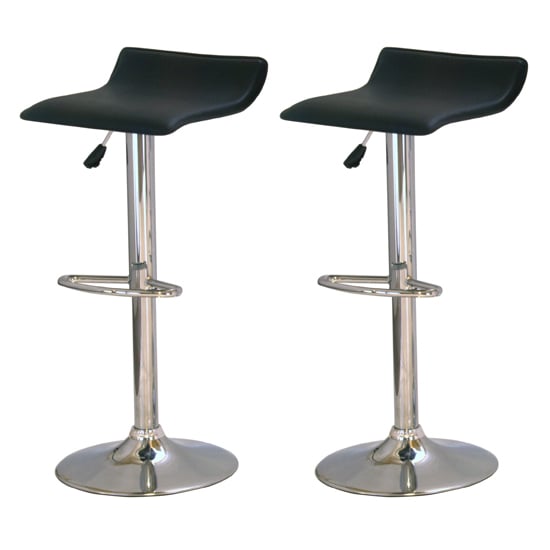 Stratos Black PVC Bar Stools With Chrome Base In Pair