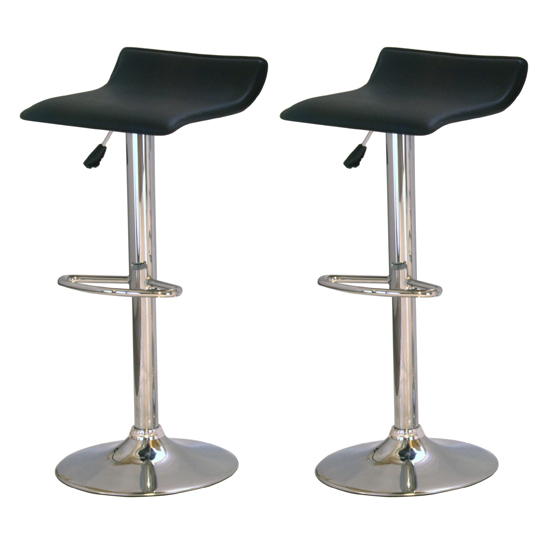 Photo of Stratos black pvc bar stools with chrome base in pair