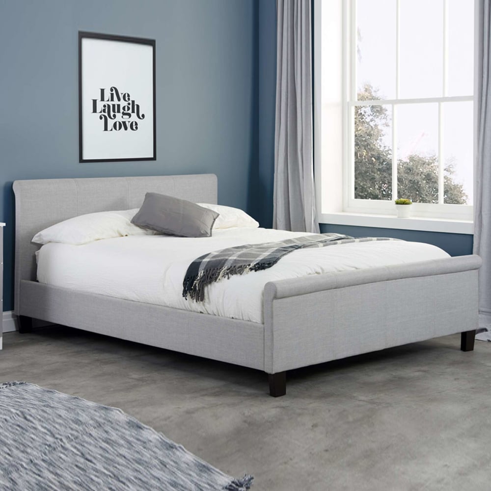 Stratos Fabric Double Bed In Grey