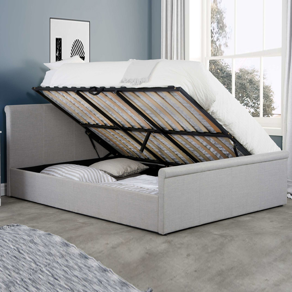 Stratos Fabric Ottoman Storage King Size Bed In Grey