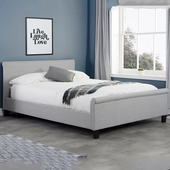 Stratos Fabric Small Double Bed In Grey