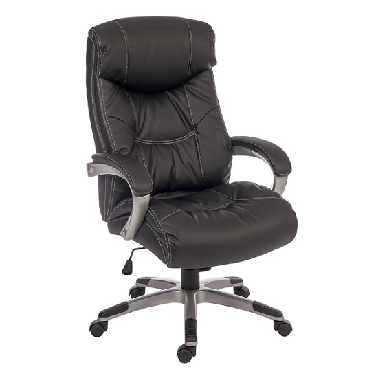 Product photograph of Stratos Executive Office Chair In Black Faux Leather from Furniture in Fashion