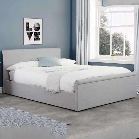 Read more about Stratos side ottoman fabric double bed in grey