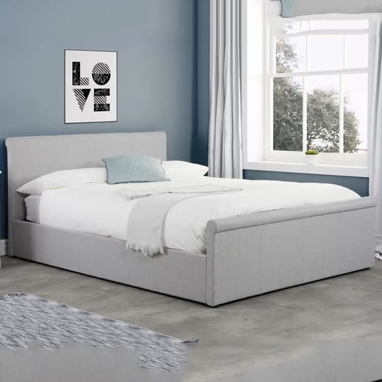 Product photograph of Stratos Side Ottoman Fabric Double Bed In Grey from Furniture in Fashion