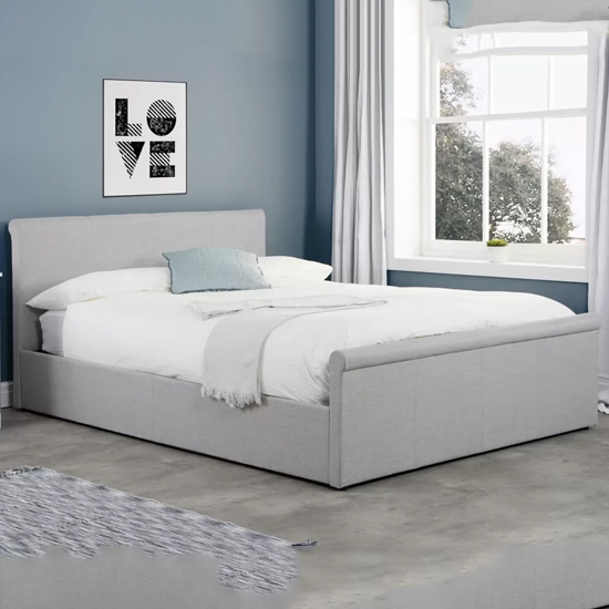 Read more about Stratos side ottoman fabric king size bed in grey