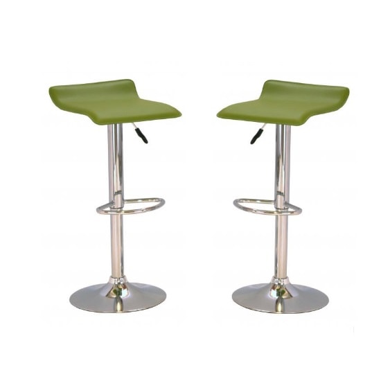 Stratos Bar Stool In Green PVC and Chrome Base In A Pair