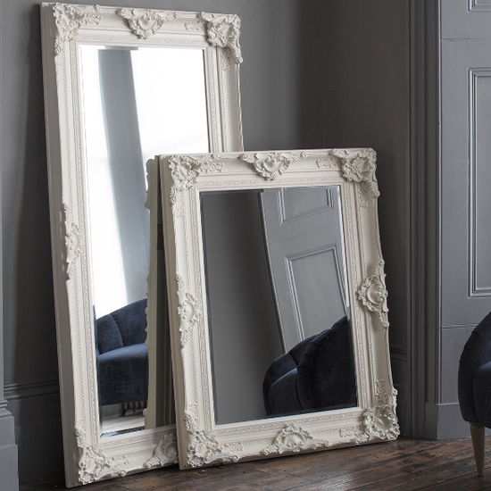 Stratton Rectangular Leaner Mirror In Cream Frame