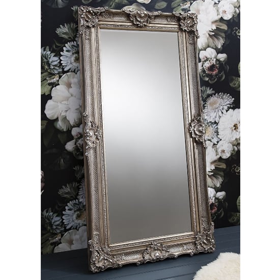 Photo of Stratton rectangular leaner mirror in silver frame