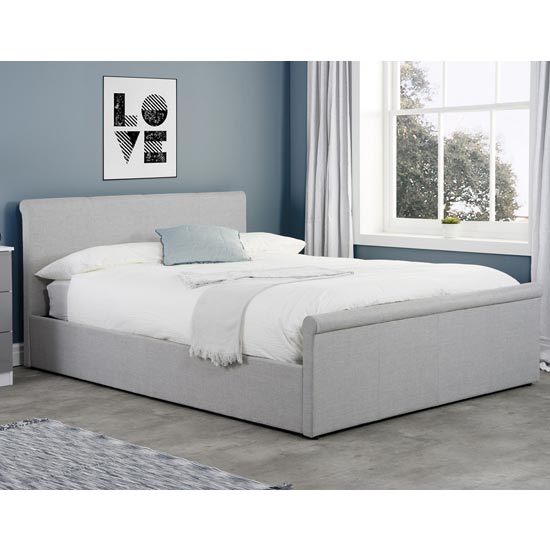 Stratus Side Ottoman Fabric King Size Bed In Grey Furniture in Fashion