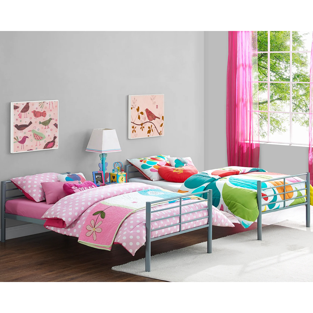Streatham Metal Single Bunk Bed In Silver Grey
