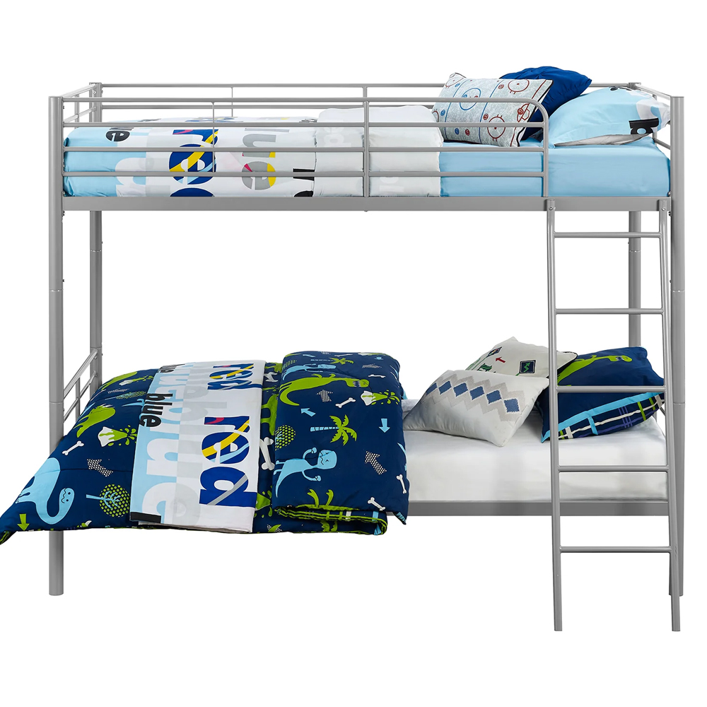 Streatham Metal Single Bunk Bed In Silver Grey