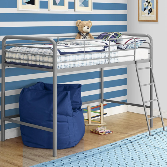 Streatham Metal Single Mid Sleeper Bunk Bed In Silver Grey