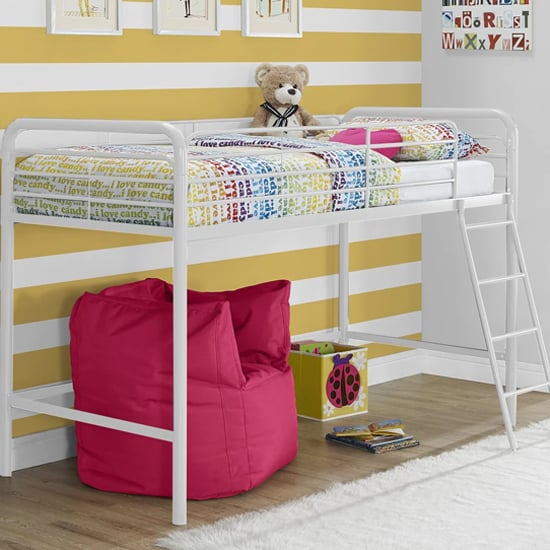Product photograph of Streatham Metal Single Mid Sleeper Bunk Bed In White from Furniture in Fashion
