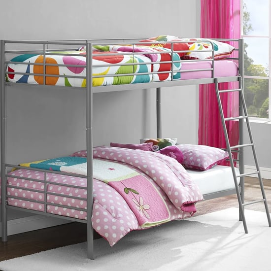 Product photograph of Streatham Metal Single Over Single Bunk Bed In Silver Grey from Furniture in Fashion