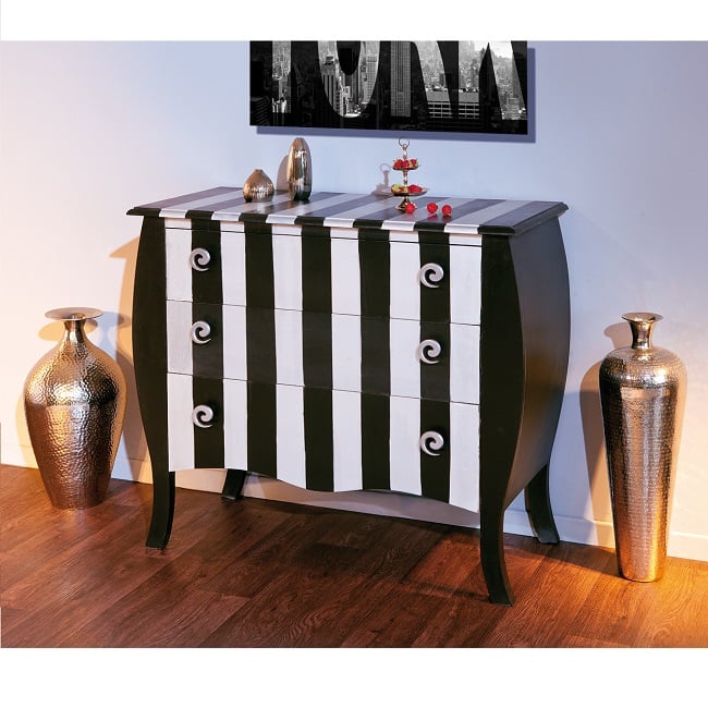 Baroque Style Chest Of Drawers Stripe Design