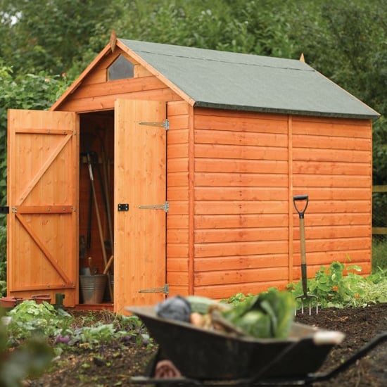 Stroden Wooden 8x6 Shiplap Security Shed In Dipped Honey Brown_1