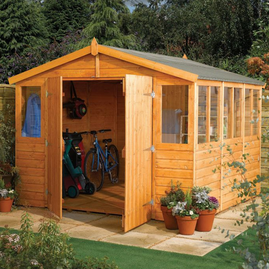 Read more about Stroden wooden 9x12 shiplap workshop in dipped honey brown