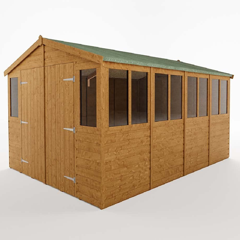Stroden Wooden Garden Apex Workshop In Honey Brown 9x12
