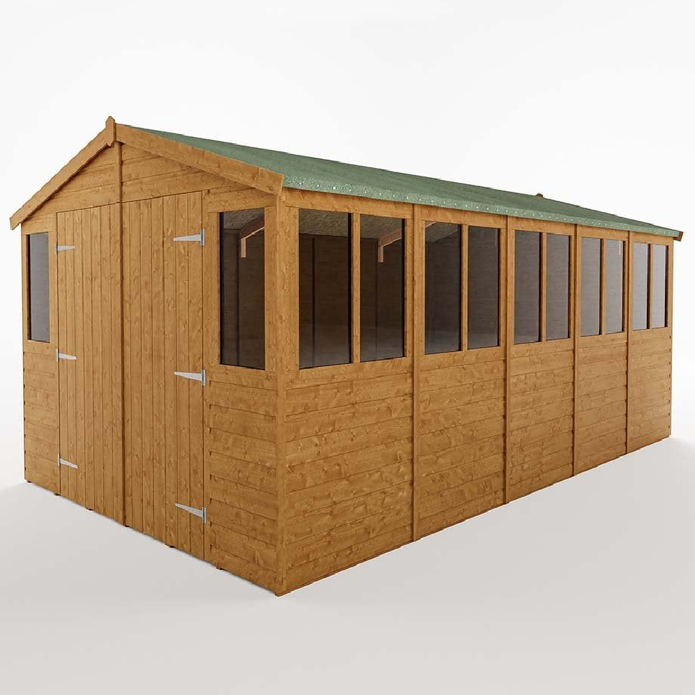 Stroden Wooden Garden Apex Workshop In Honey Brown 9x15
