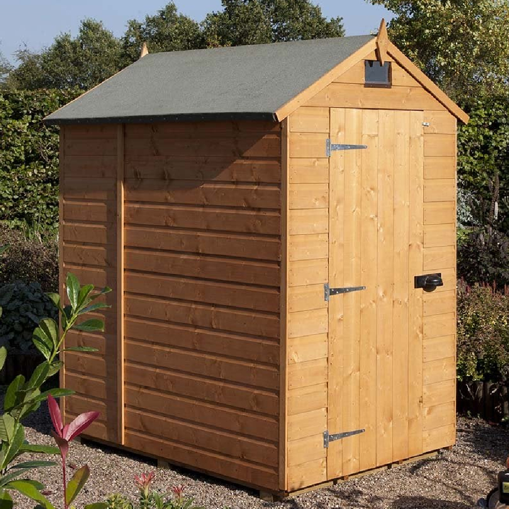 Stroden Wooden Garden Security Apex Shed In Honey Brown 6x4