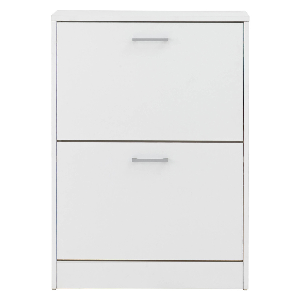 Strood Wooden Shoe Storage Cabinet With 2 Flap Doors In White
