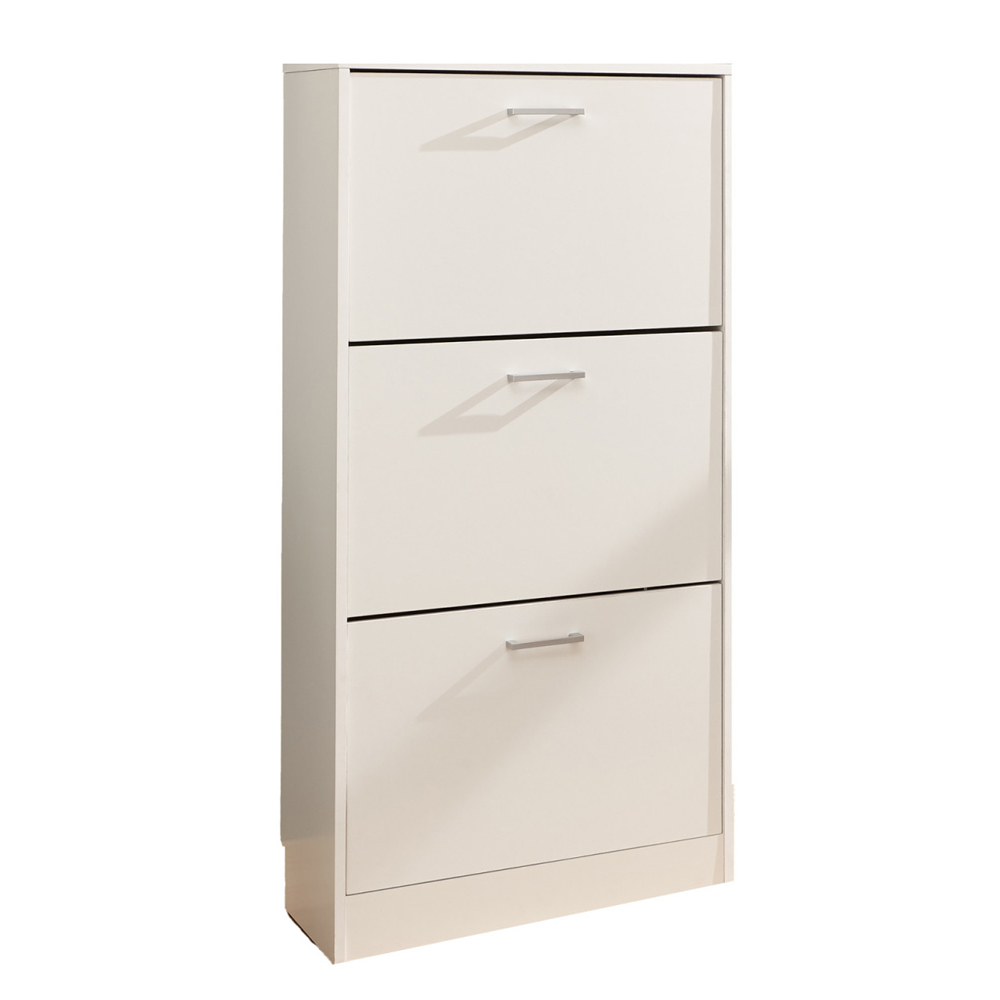 Strood Wooden Shoe Storage Cabinet With 3 Flap Doors In White