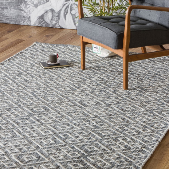 Strook Wool And Polyster Rug In Petrol