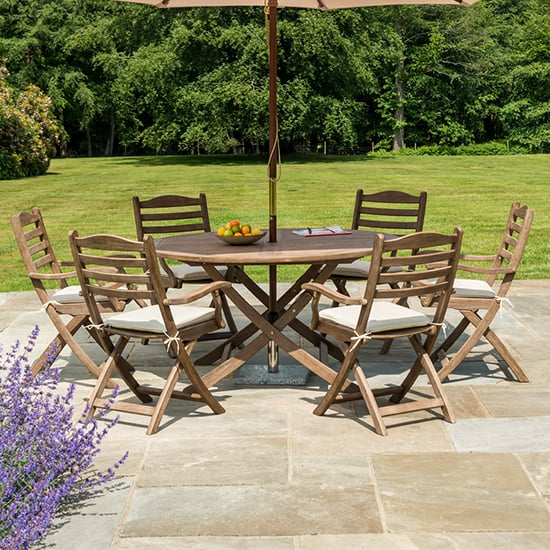 Product photograph of Strox 1400mm Folding Dining Table With 6 Folding Armchairs from Furniture in Fashion