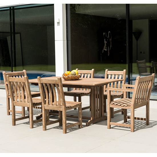 Photo of Strox 1660mm dining table with 6 chairs in chestnut