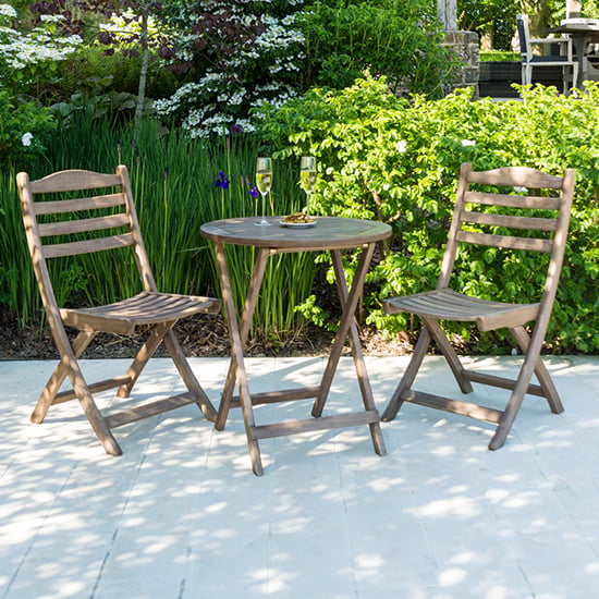 Product photograph of Strox Outdoor Wooden Bistro Set In Chestnut from Furniture in Fashion
