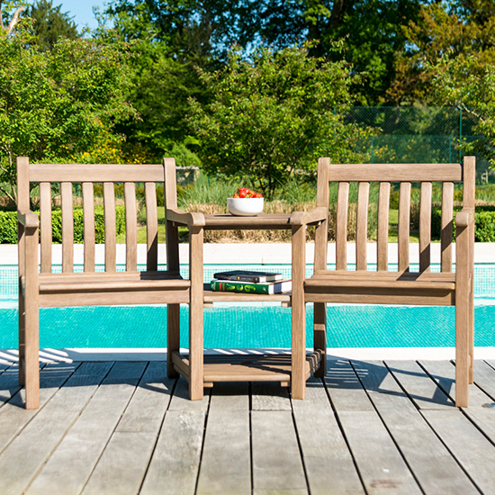 Product photograph of Strox Outdoor Wooden Companion Set In Chestnut from Furniture in Fashion