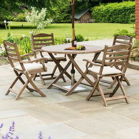 Product photograph of Strox Outdoor Folding Dining Table With 4 Folding Armchairs from Furniture in Fashion