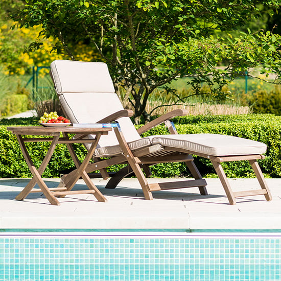 Read more about Strox outdoor relaxing chair with side table in chestnut