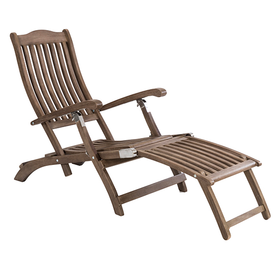 Strox Outdoor Wooden Relaxing Steamer Chair In Chestnut thumbnail