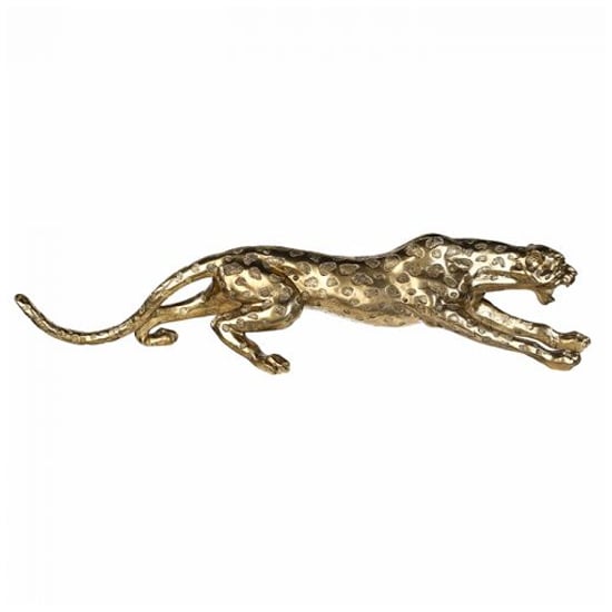 Product photograph of Struck Cheetah Poly Sculpture In Antique Gold from Furniture in Fashion