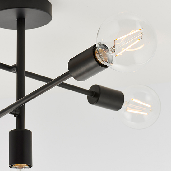 Studio 5 Lights Semi Flush Ceiling Light In Matt Black