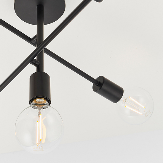 Studio 5 Lights Semi Flush Ceiling Light In Matt Black