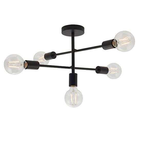 Product photograph of Studio 5 Lights Semi Flush Ceiling Light In Matt Black from Furniture in Fashion