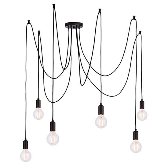 Studio 6 Lights Ceiling Pendant Light In Matt Black