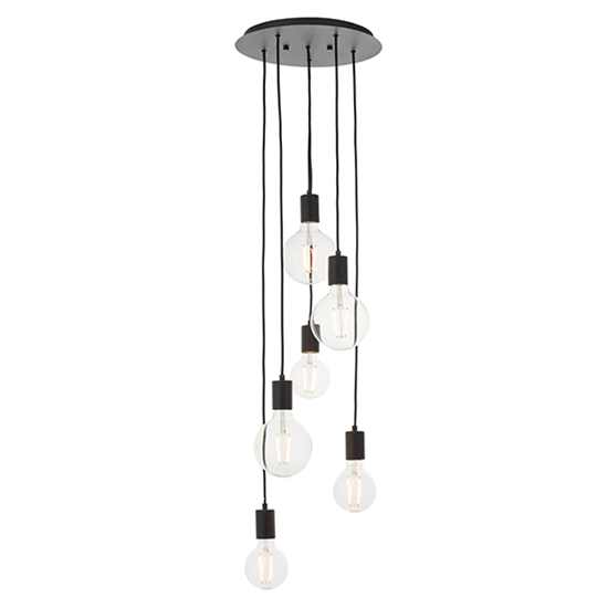 Studio 6 Lights Round Ceiling Pendant Light In Matt Black