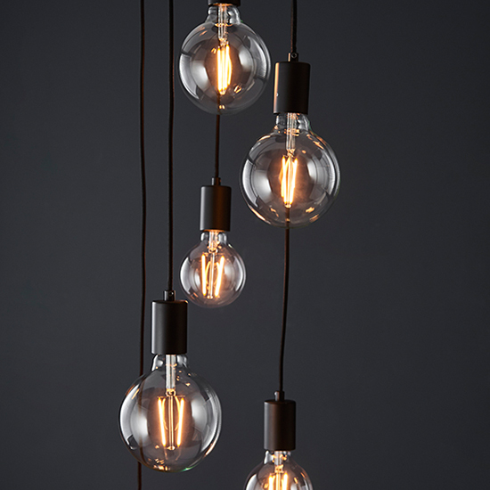 Studio 6 Lights Round Ceiling Pendant Light In Matt Black