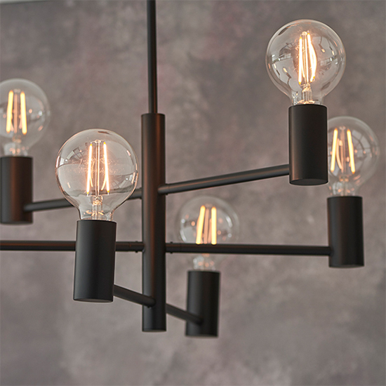 Studio 6 Lights Semi Flush Ceiling Light In Matt Black