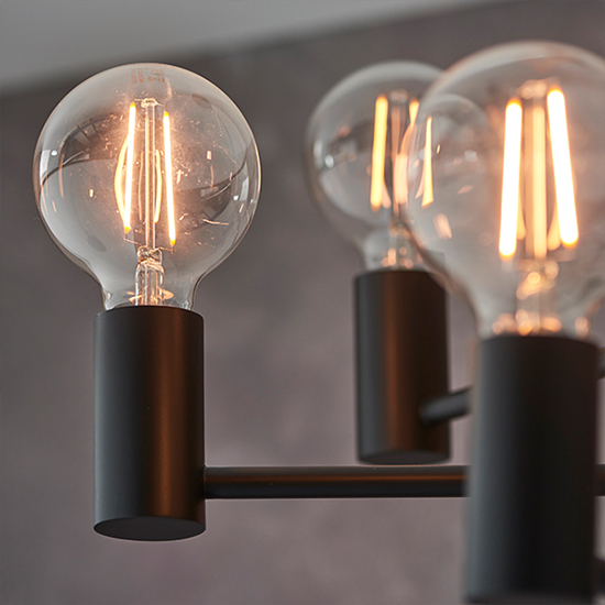 Studio 6 Lights Semi Flush Ceiling Light In Matt Black